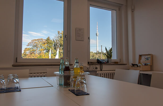 Veranstaltungsraum mit Blick auf Stuttgarter Fernsehturm